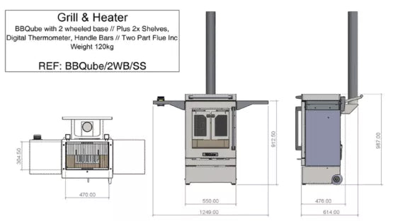 BBQube with 2 Wheel Base - Camden Fires