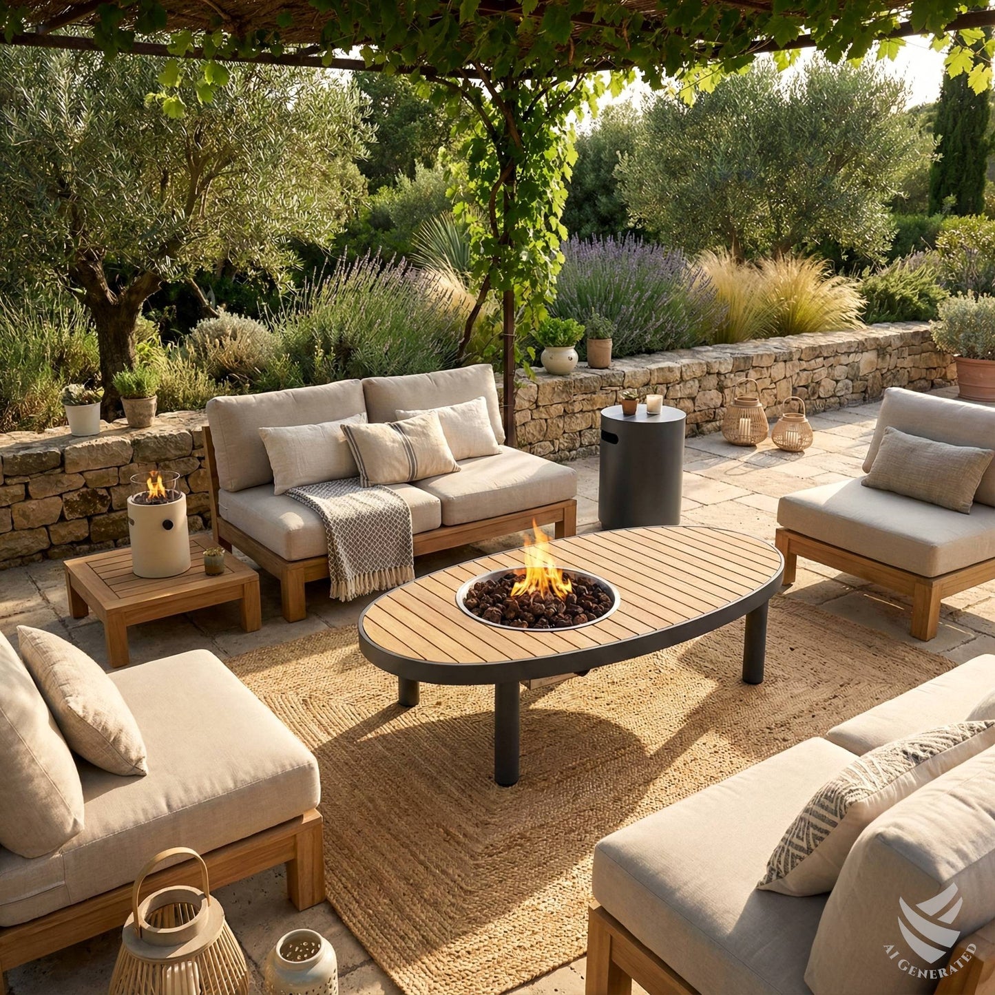 Happy Cocooning gas fire table outdoor seating area