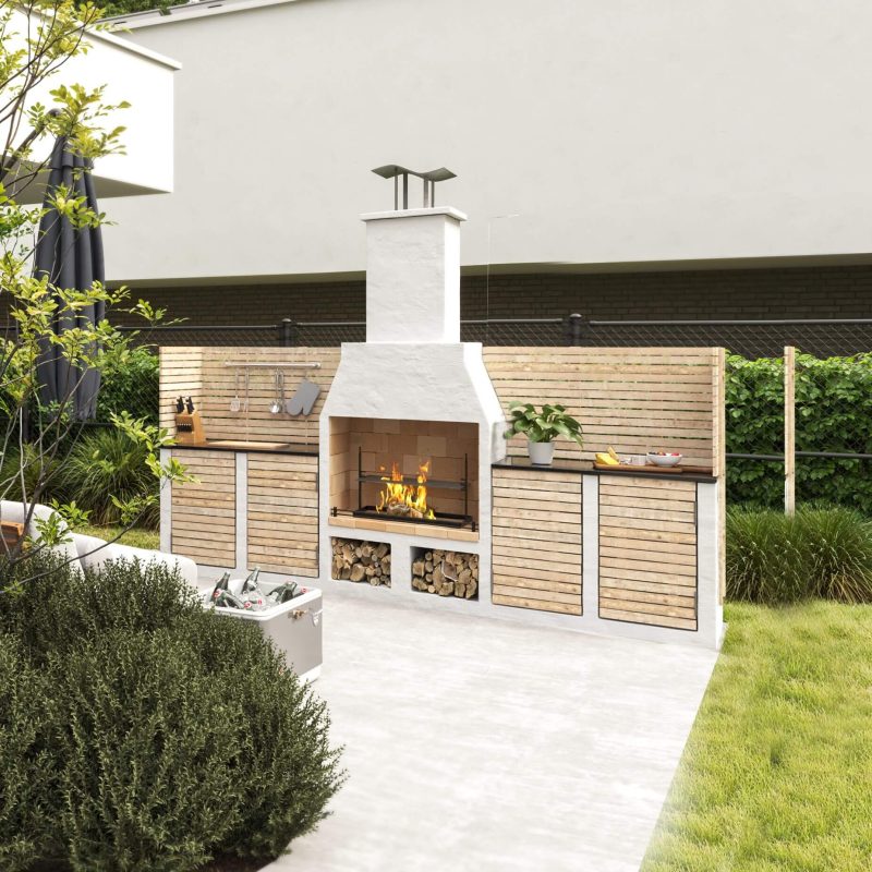 The Kingham Outdoor Fireplace Kitchen Package