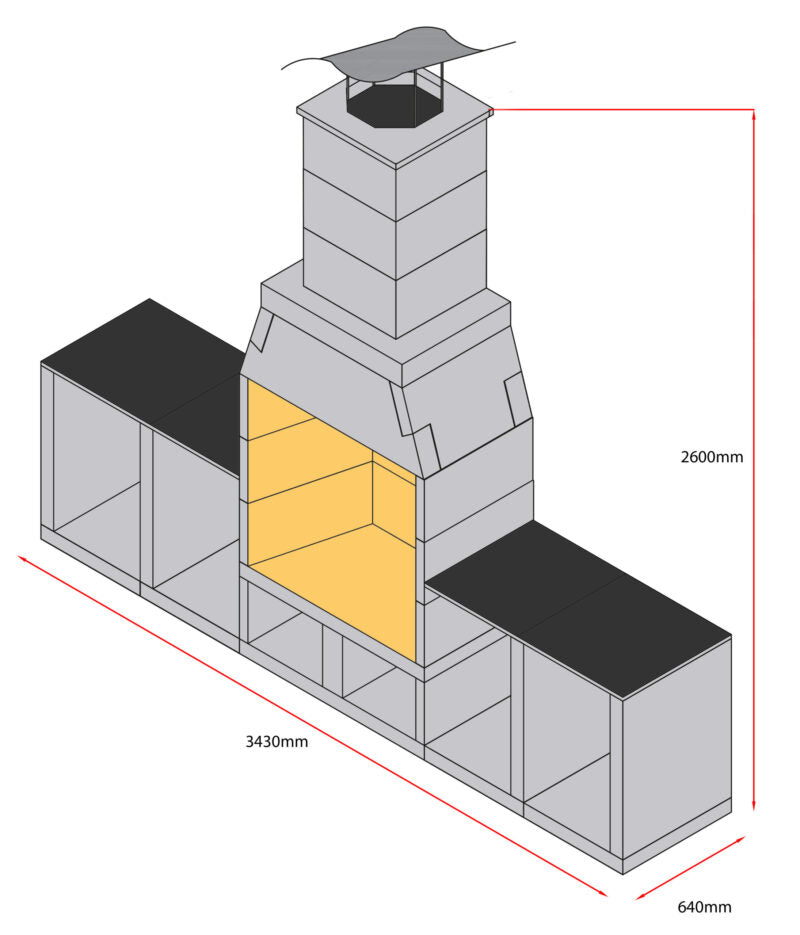 The Kingham Outdoor Fireplace Kitchen Package - Camden Fires