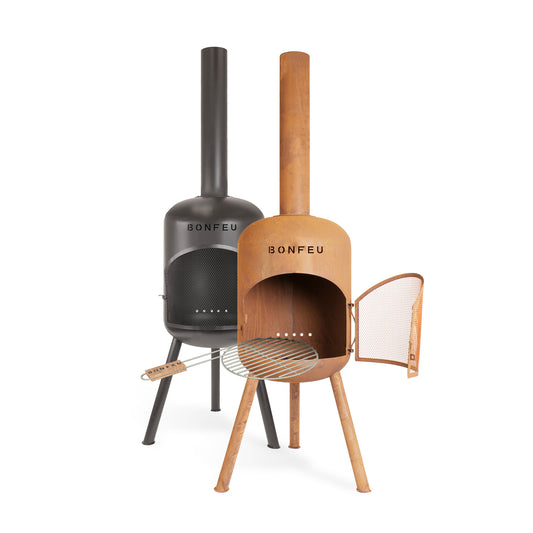 BonFeu BonBono rust outdoor fireplace for patio heating