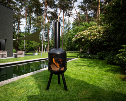 BonBono garden fireplace with chimney and rotatable grill