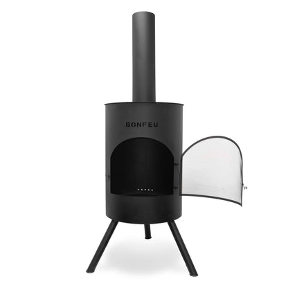BonFeu BonTon 60 black steel outdoor chiminea