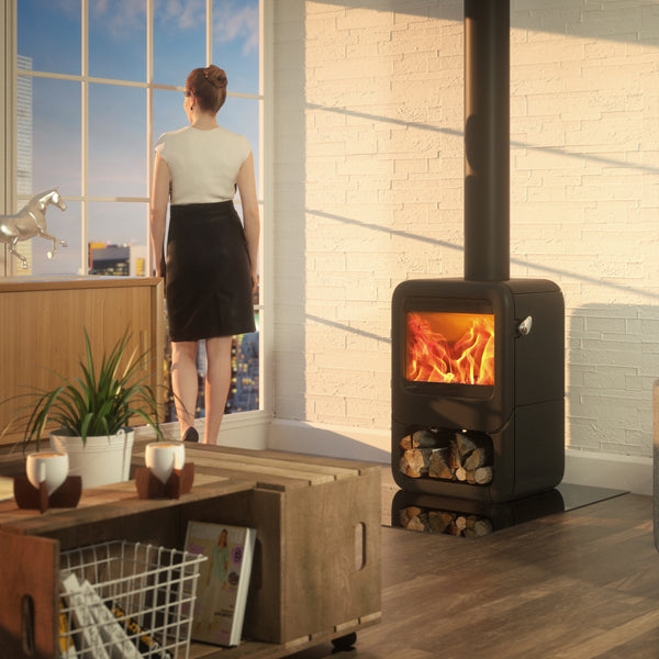 Dovre Rock 350 Wood Burning Stove with Wood Box