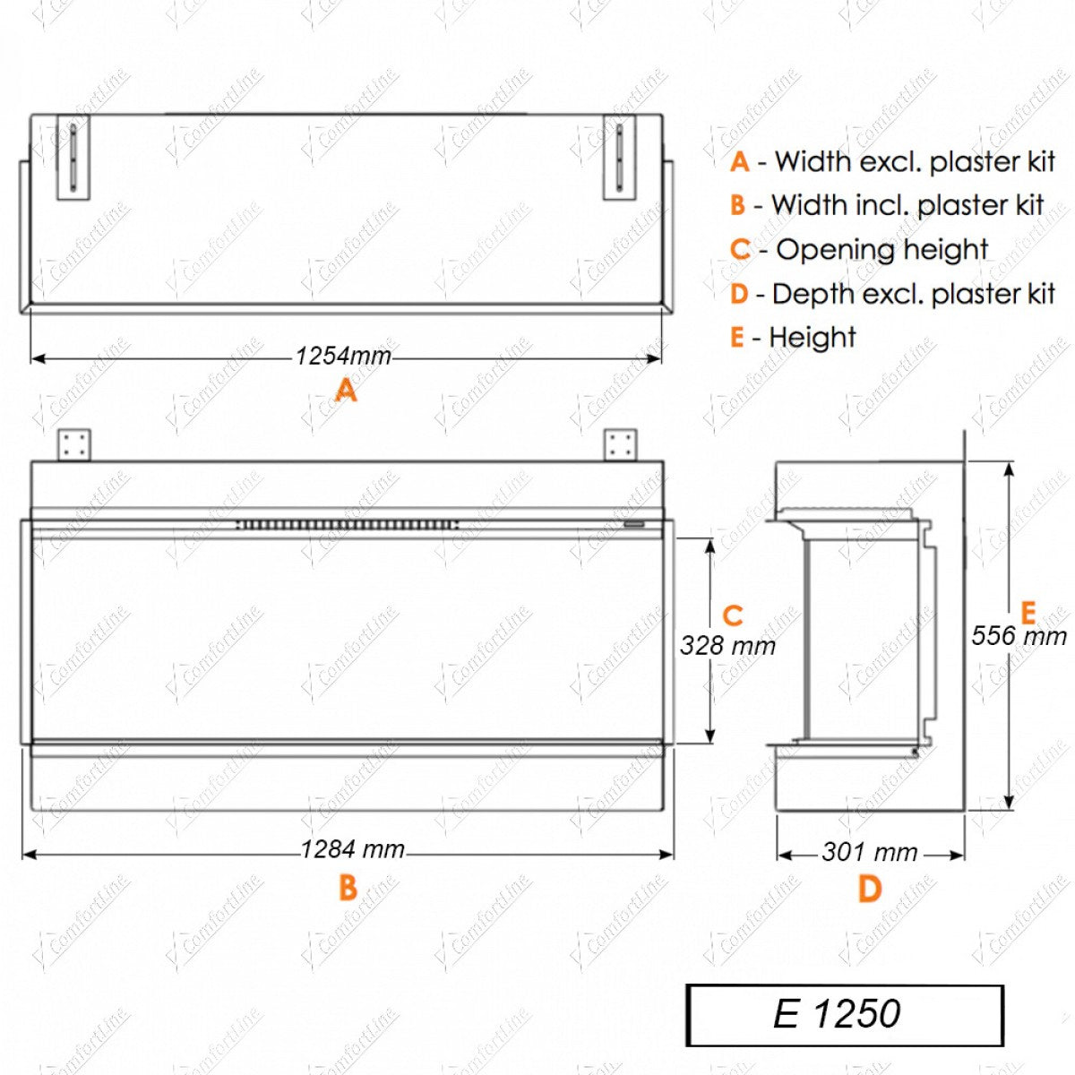 Evonic E-Series E1250 Built In The Wall Media Wall Electric Fire