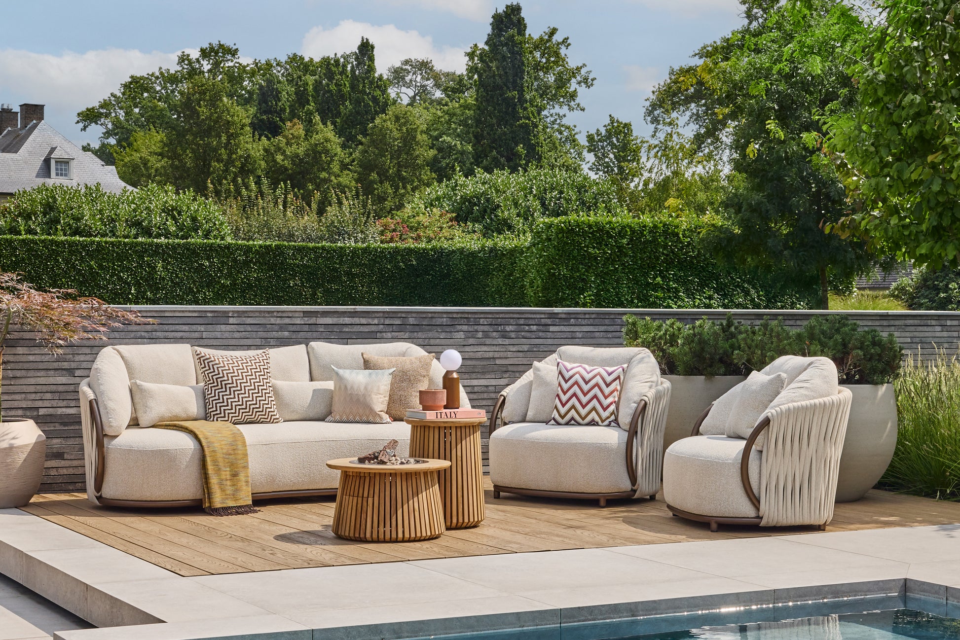 Lagune 60 teak outdoor fire table compact patio heating