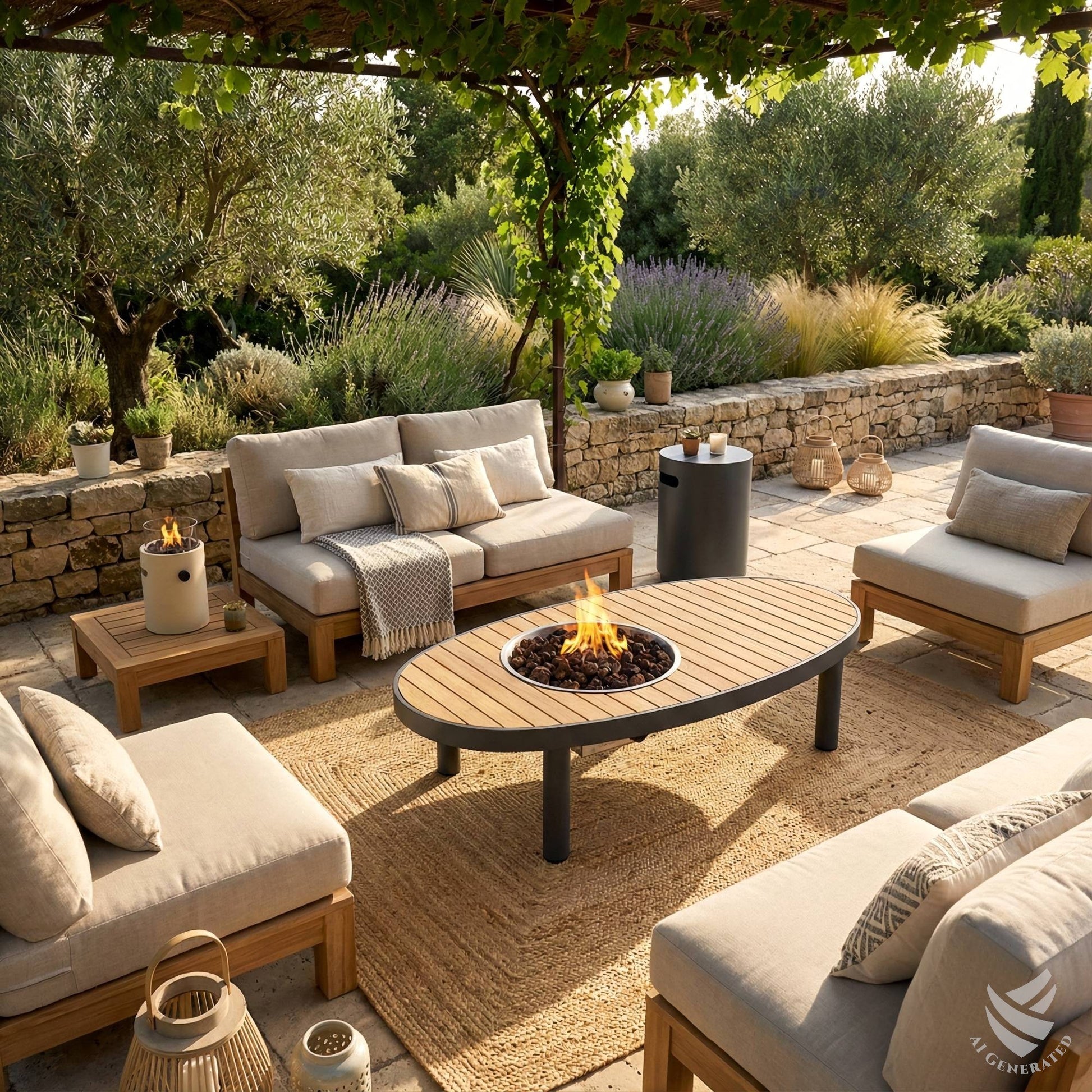 Happy Cocooning gas fire table outdoor seating area