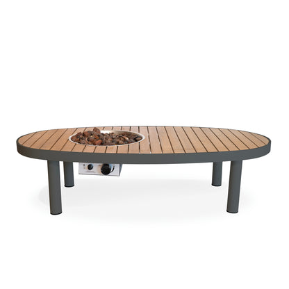 Riviera 140 outdoor fire pit table aluminium teak