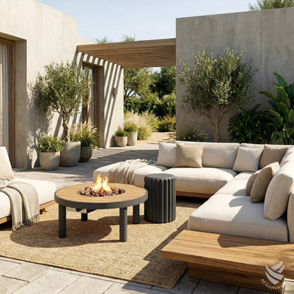 modern outdoor gas fire pit table Riviera 80