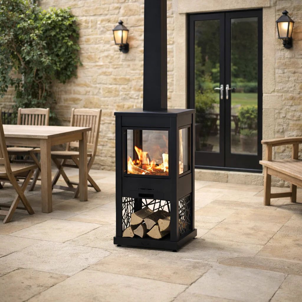 outdoor wood burning stove for garden entertaining