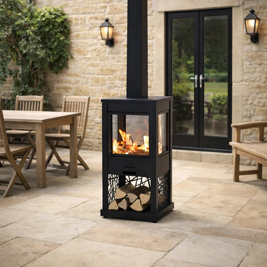 outdoor wood burning stove for garden entertaining