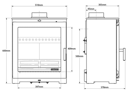 Portway Arundel XL DEFRA Approved Wood Burning / Multifuel Ecodesign Stove