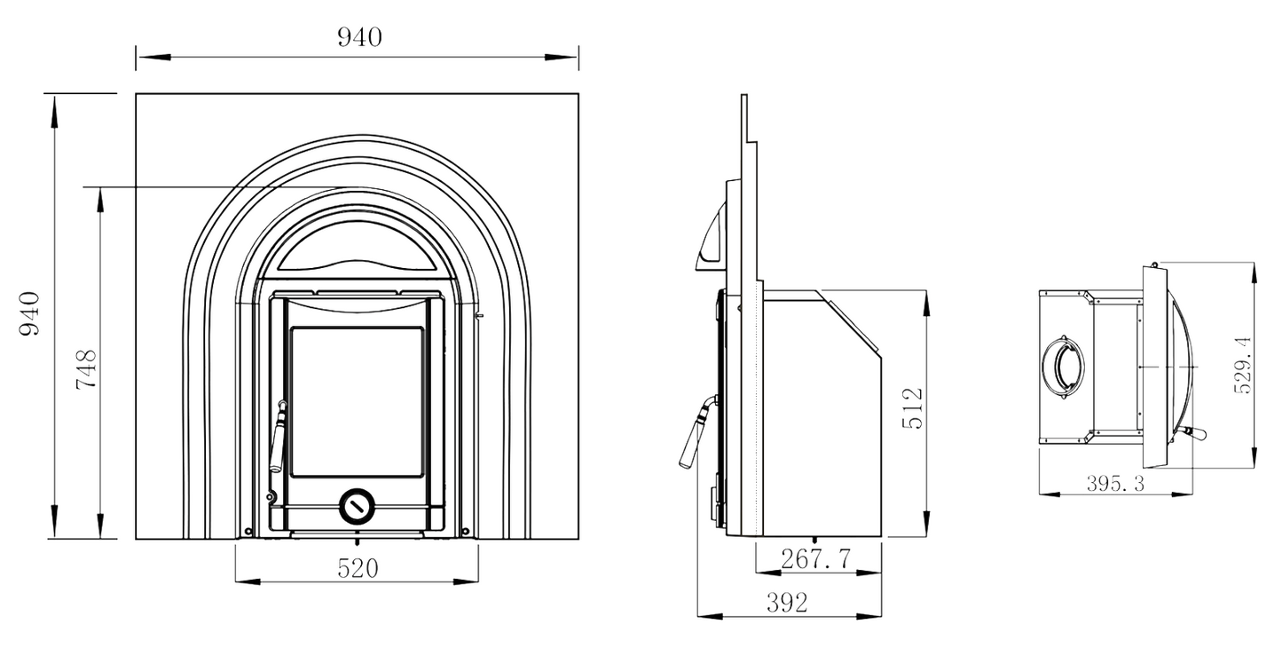 CastTec Polaris Decorative Inset Multi-Fuel Stove Arched Inset