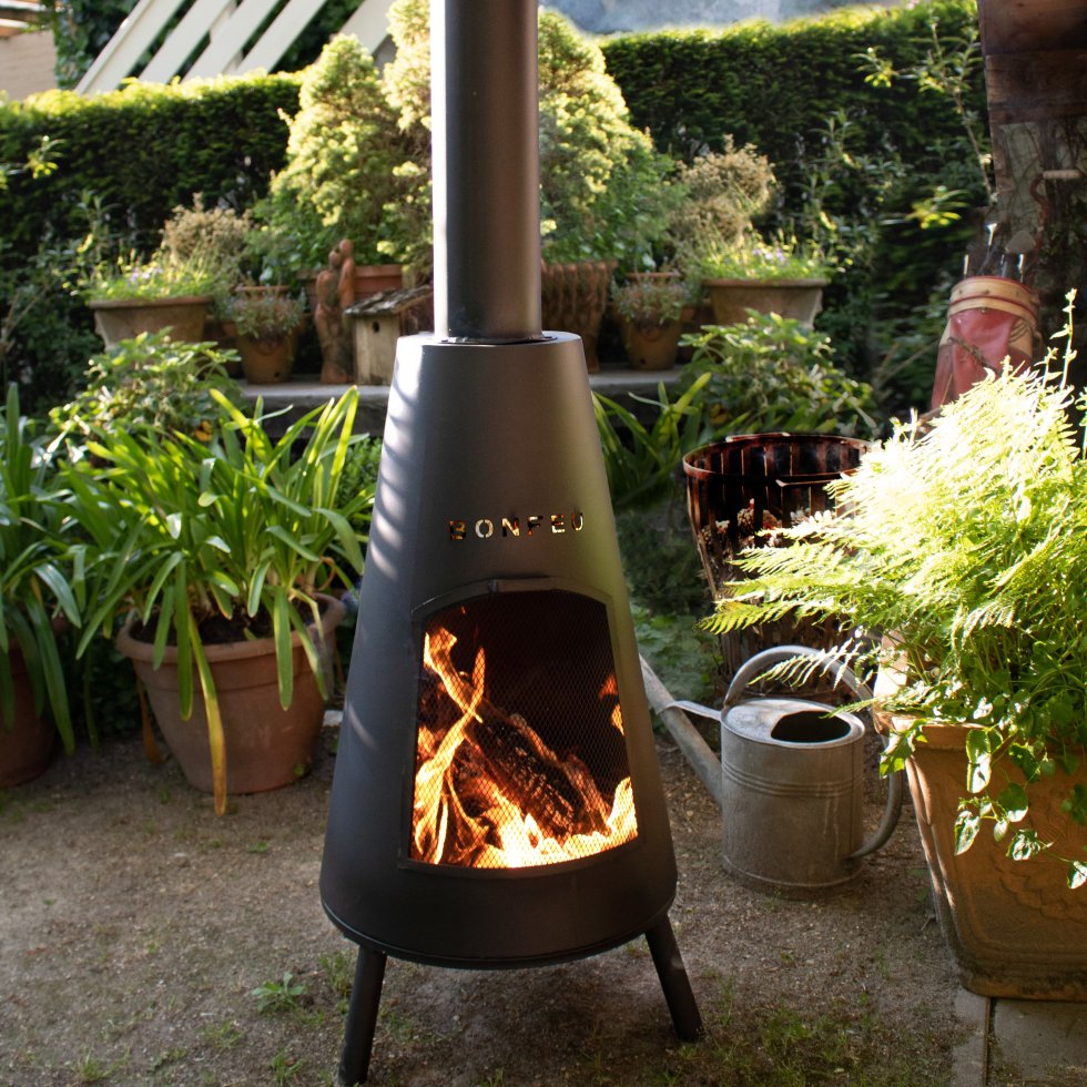 BonFeu BonPyra outdoor fireplace wood burning pyramid chiminea