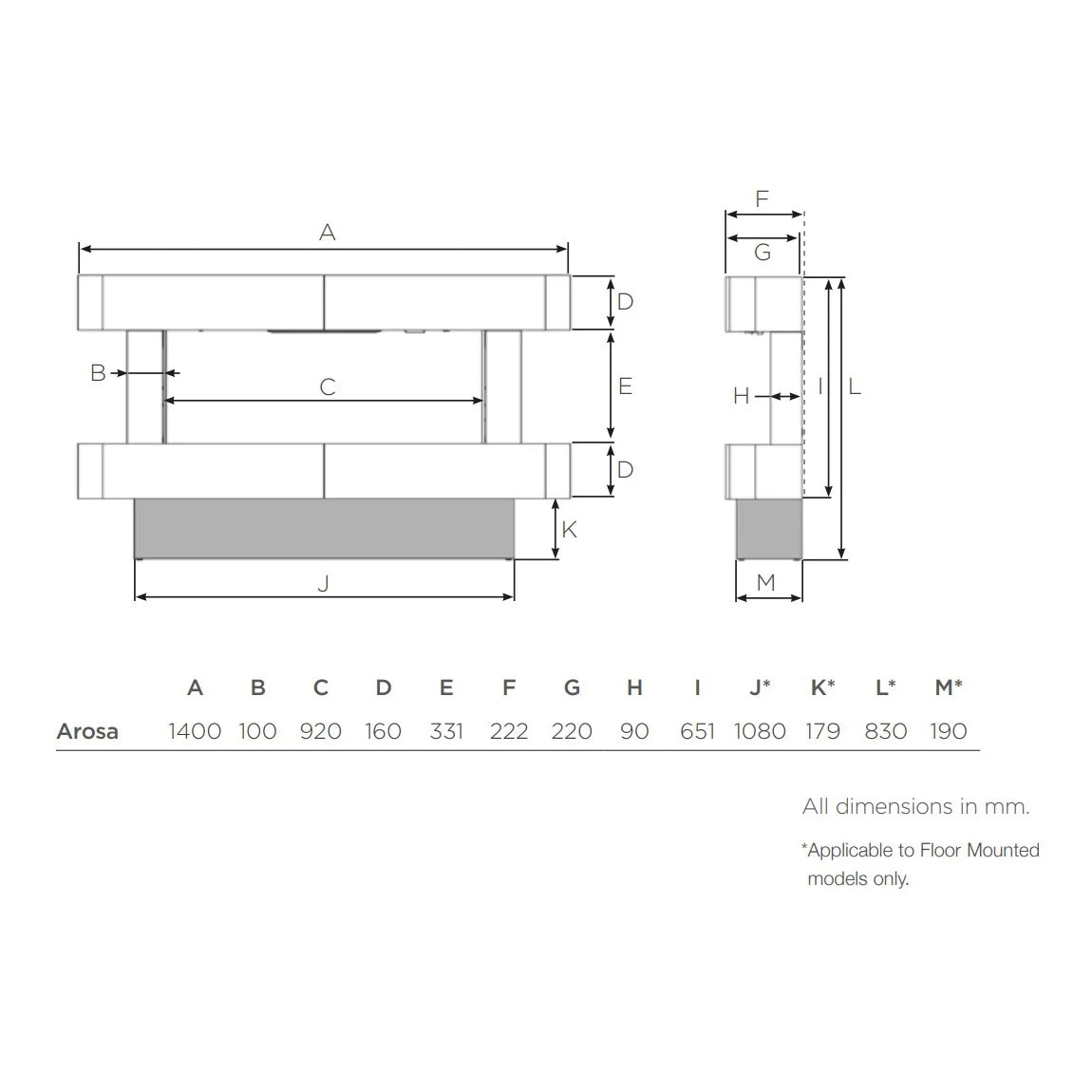 Gazco eStudio Arosa 140 Electric Fire Suite