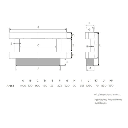Gazco eStudio Arosa 140 Electric Fire Suite