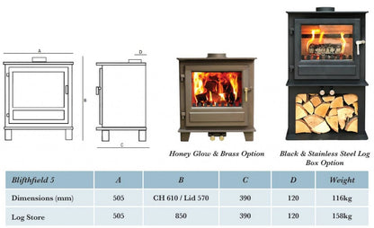 Clock Blithfield 5 Multi-Fuel Stove 5KW