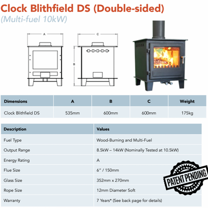 Clock Blithfield Double Sided Stove Multifuel