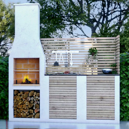 The Hale Outdoor Fireplace Kitchen Package